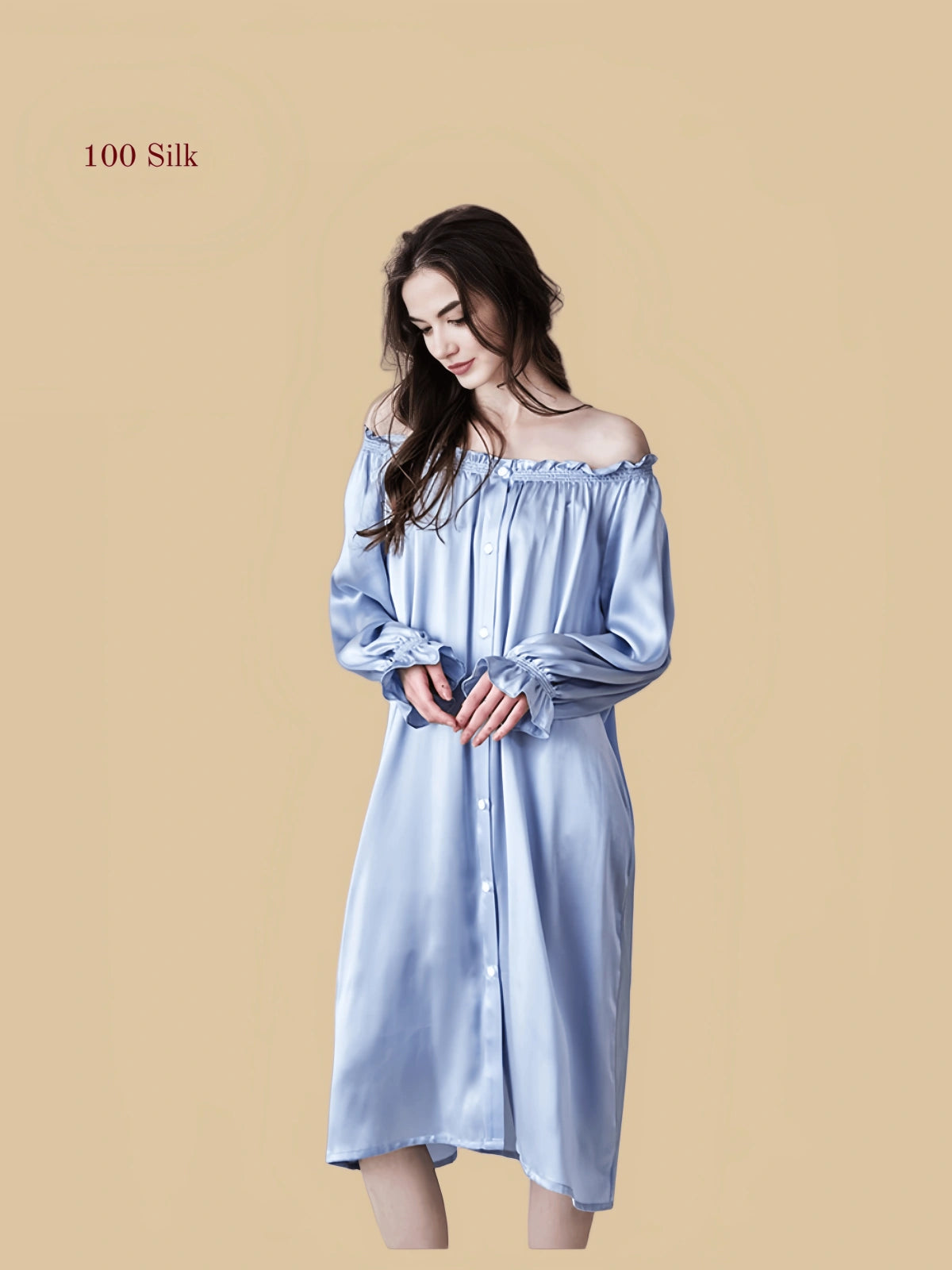 19Momme Silk Long Sleeve Nightgown