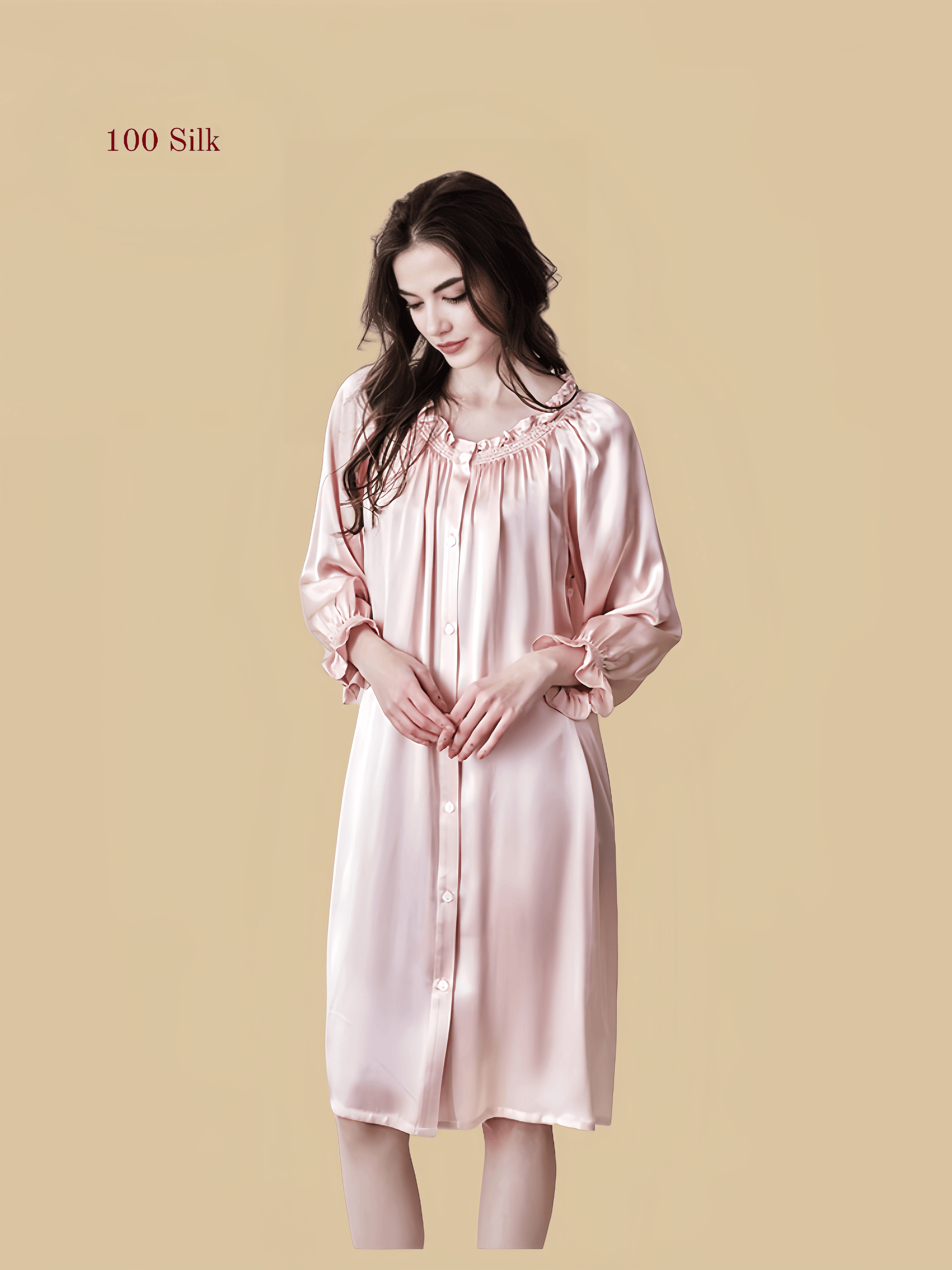 19Momme Silk Long Sleeve Nightgown