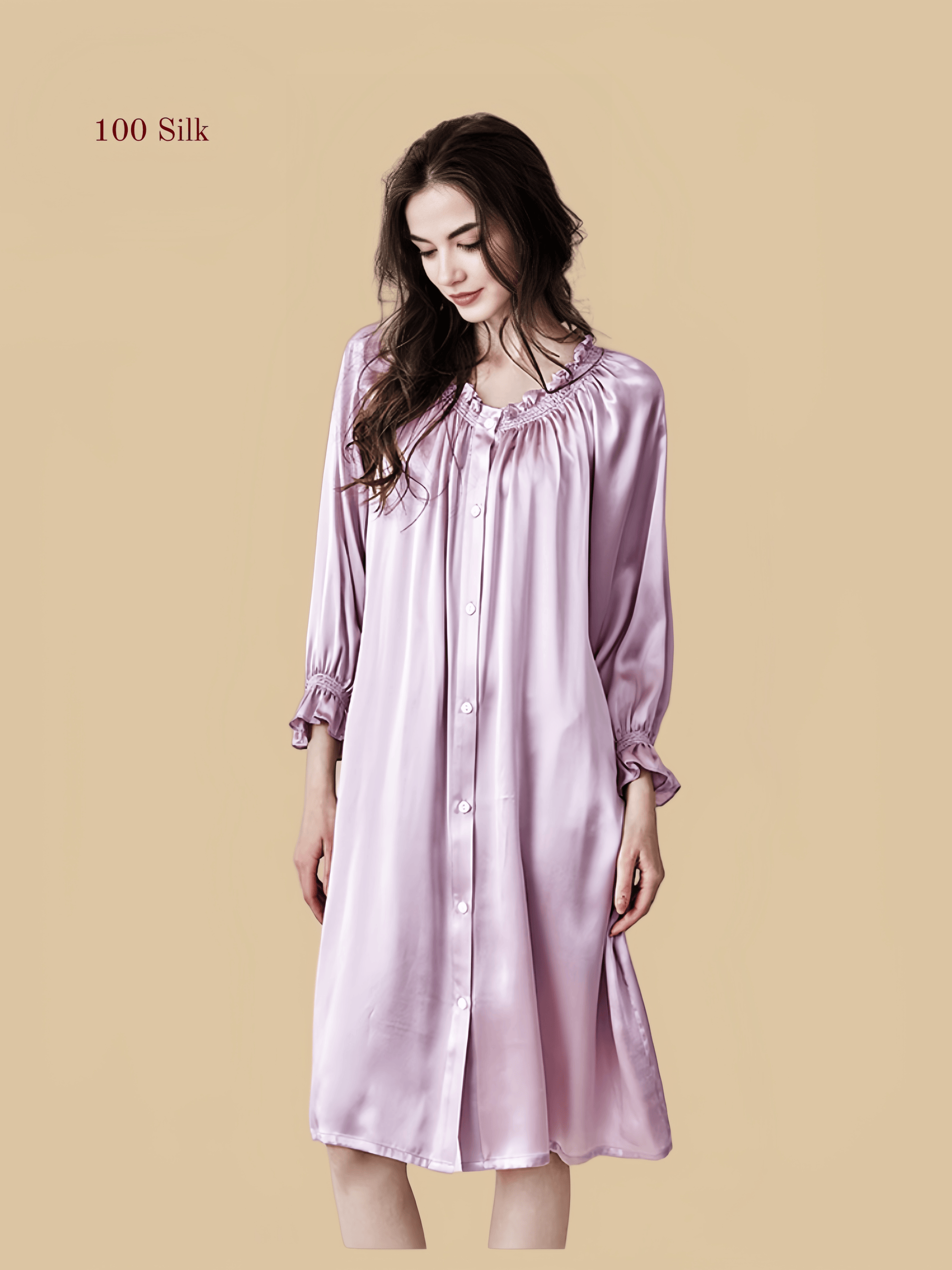 19Momme Silk Long Sleeve Nightgown