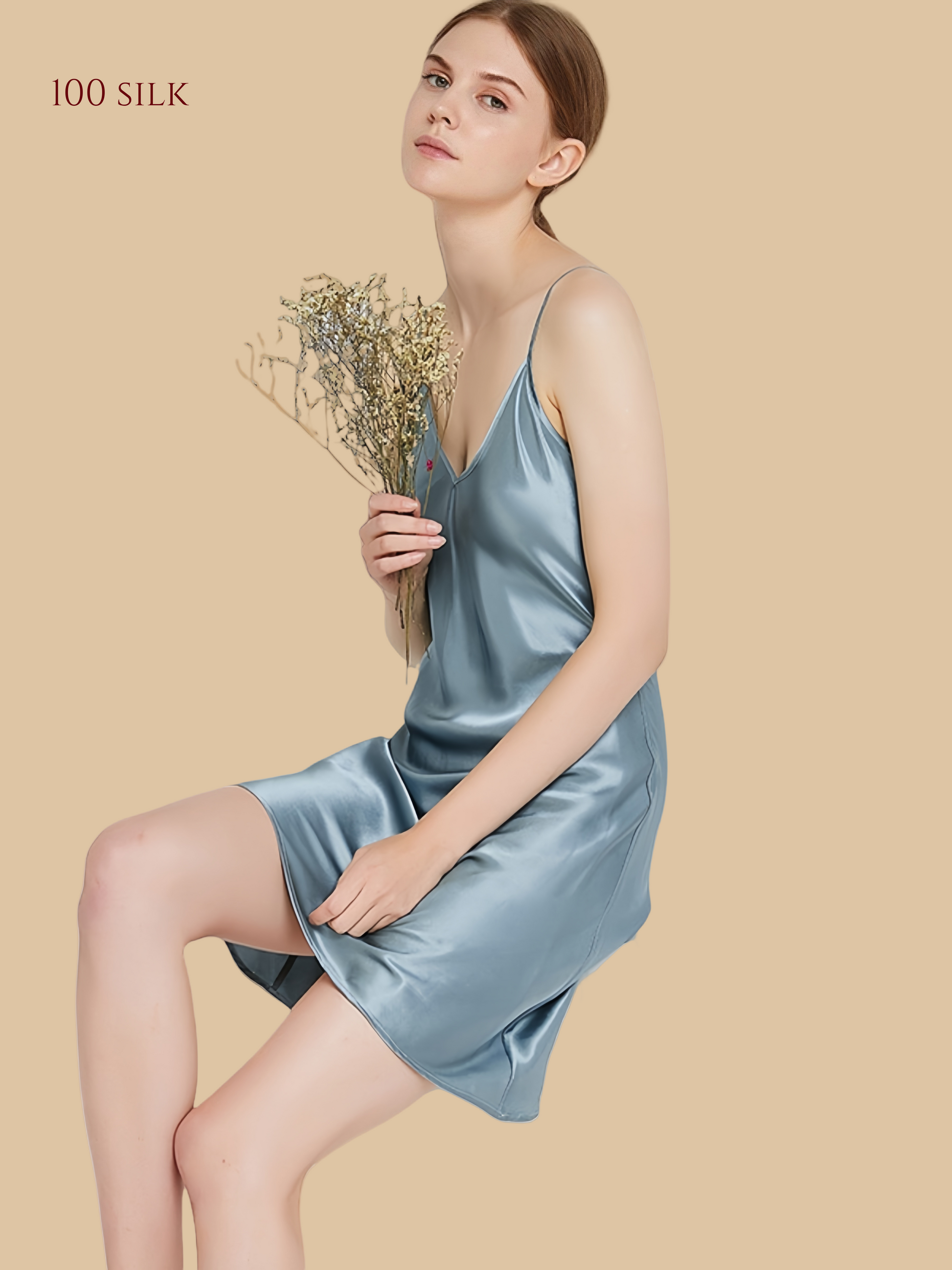 19 Mommy V-Neck Silk Nightdress - Silkgala