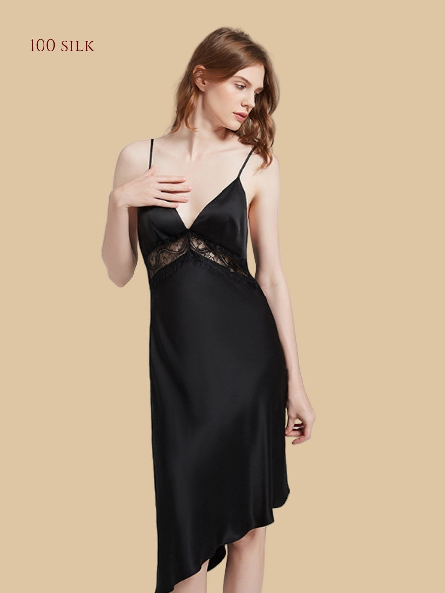 19 Momme Ladies Silk Nightgowns Backless Sexy Suspender Dress - Silkgala