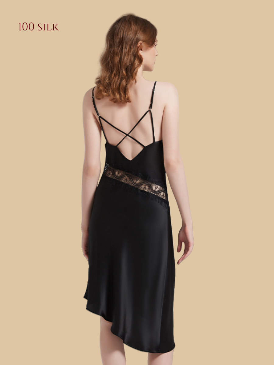 19 Momme Ladies Silk Nightgowns Backless Sexy Suspender Dress - Silkgala