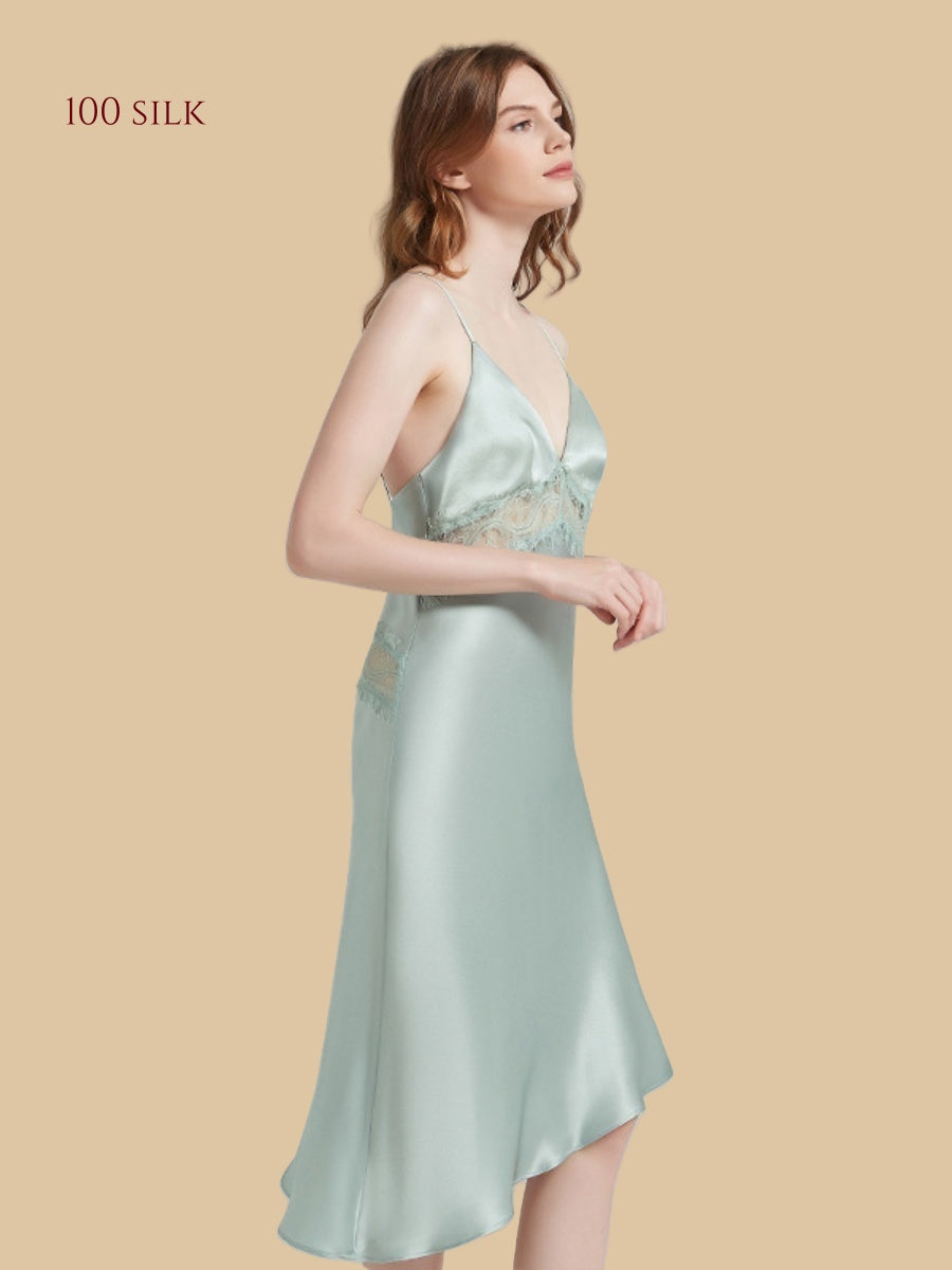 19 Momme Ladies Silk Nightgowns Backless Sexy Suspender Dress - Silkgala