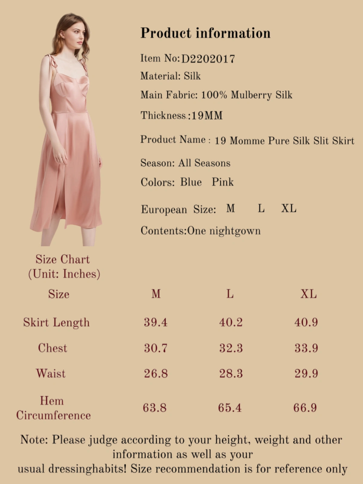 19 Momme Pure Silk Slit Skirt