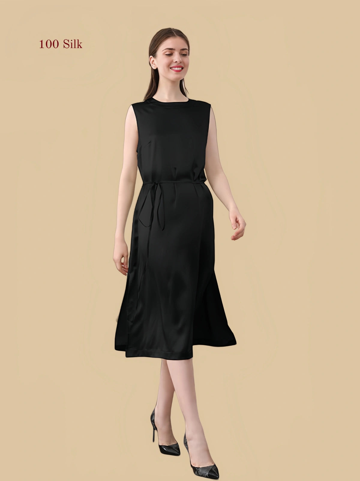 22Momme Silk Slit Sleeveless Nightdress