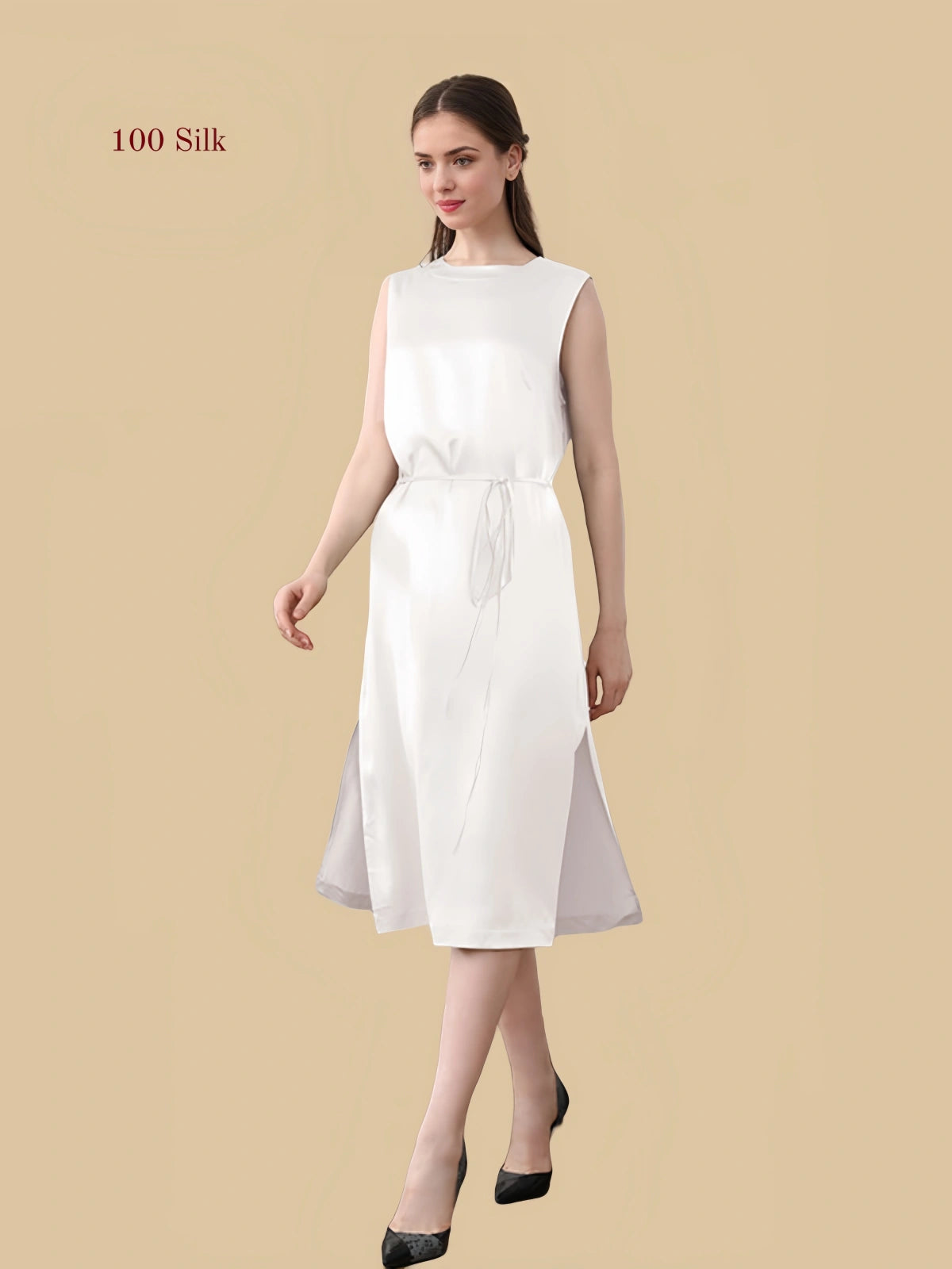 22Momme Silk Slit Sleeveless Nightdress