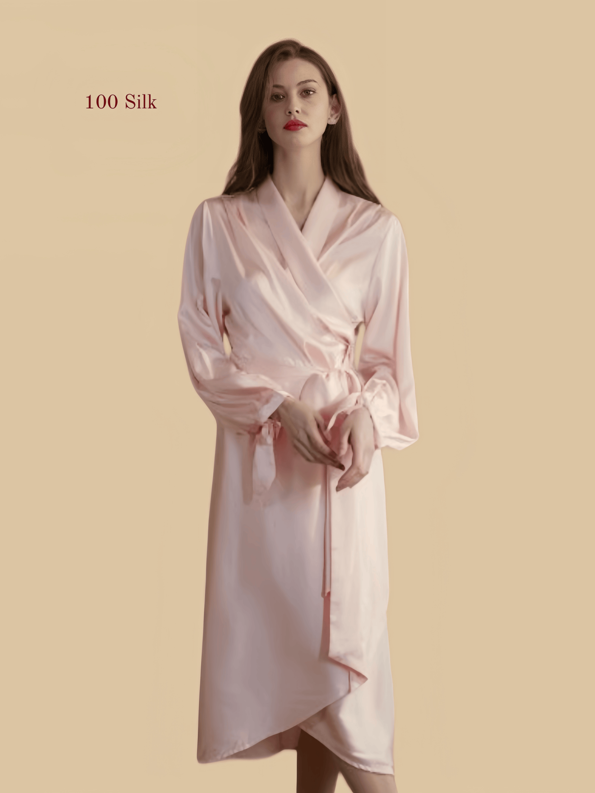 Long silk bathrobe with letter patterns