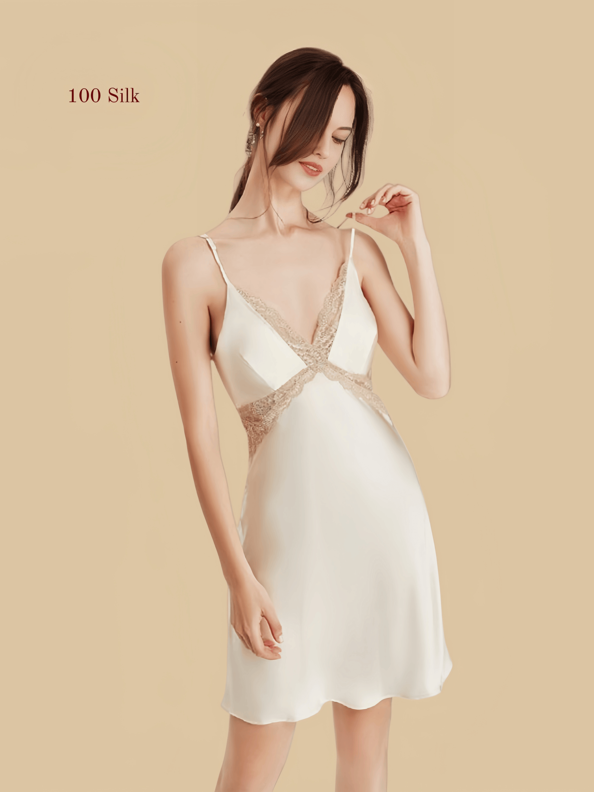 Pure Silk Backless V-Neck Slip Dress