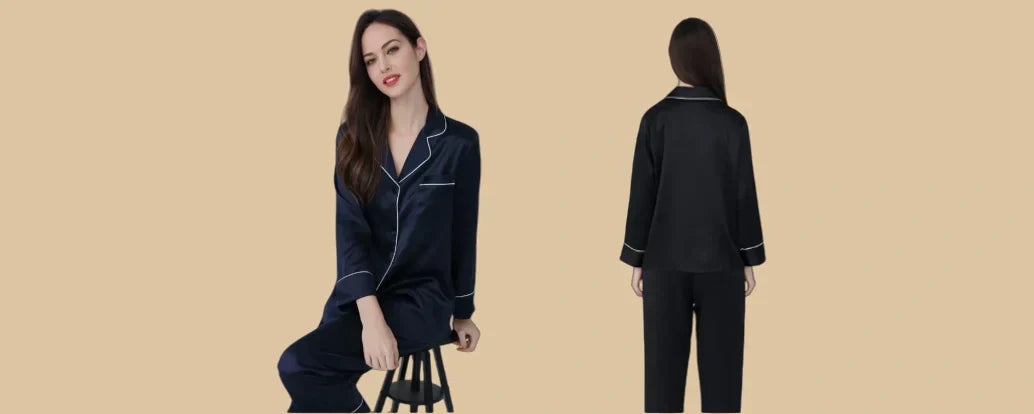 Winter Essential--Silk Long-Sleeve Long-Pants Pajama Set - Silkgala