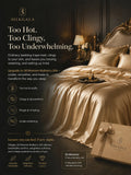 30 Momme mulberry silk bedding set in champagne gold color highlighting smooth texture, breathable comfort, and refined bedroom style