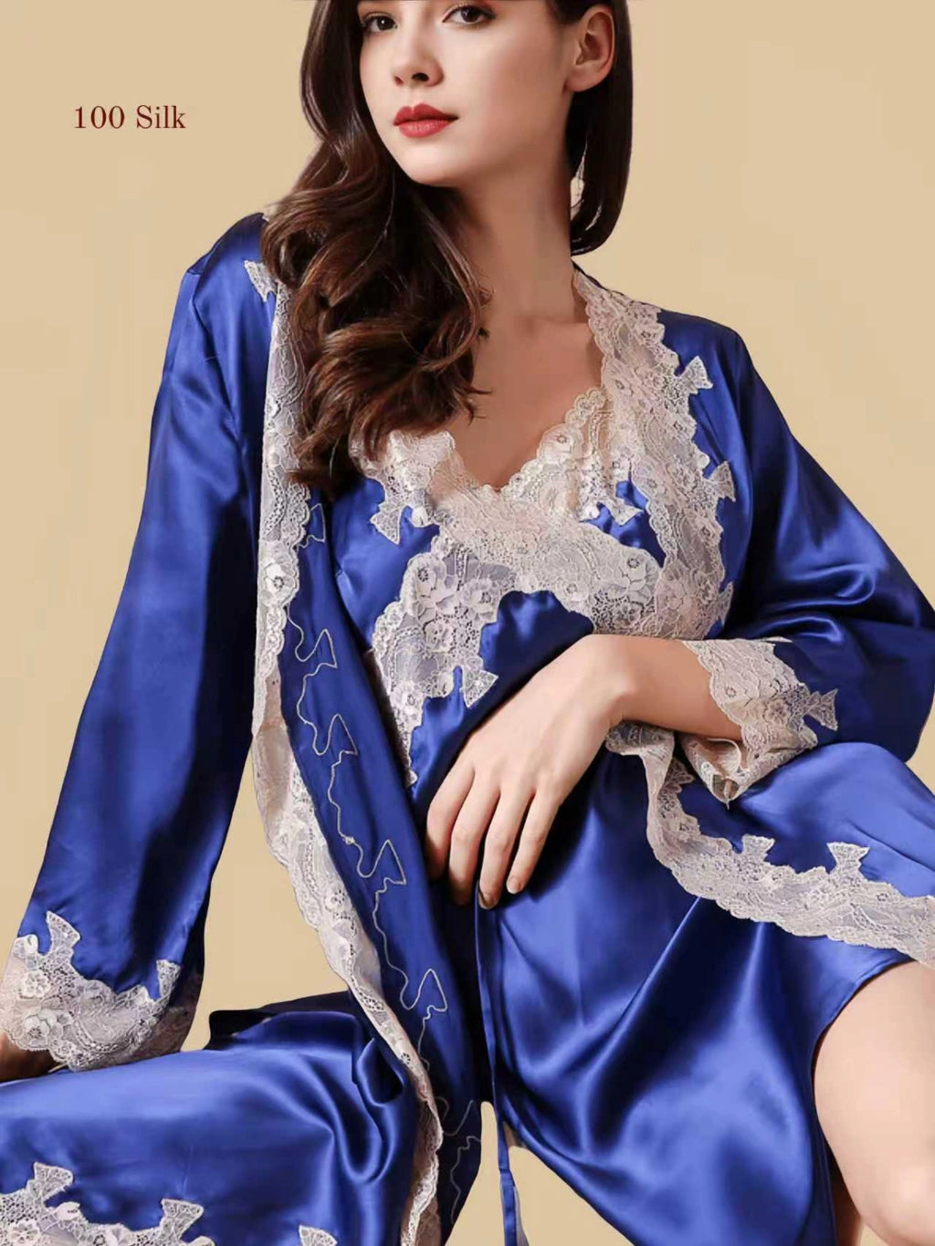 16Momme Silk Slip Dress and Nightgown Robe Set