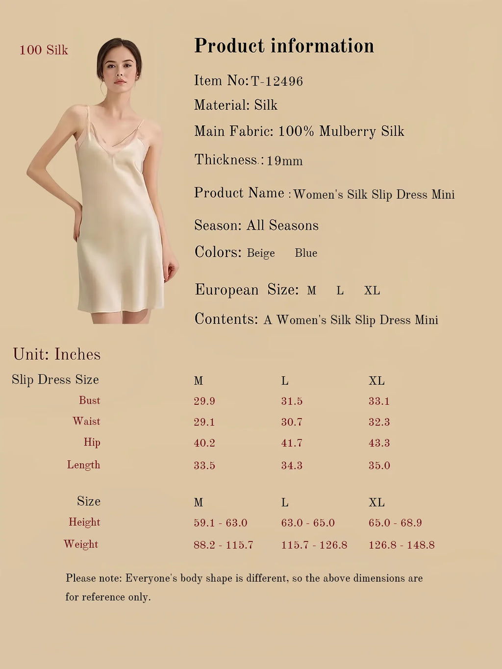 Women's Silk Slip Dress Mini