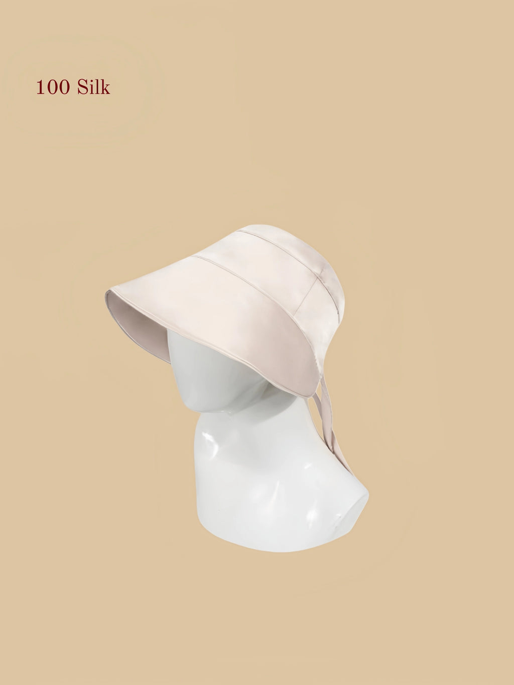 taro pink 19MM mulberry silk sun hat with wide brim and long back ties for outdoor coverage.
