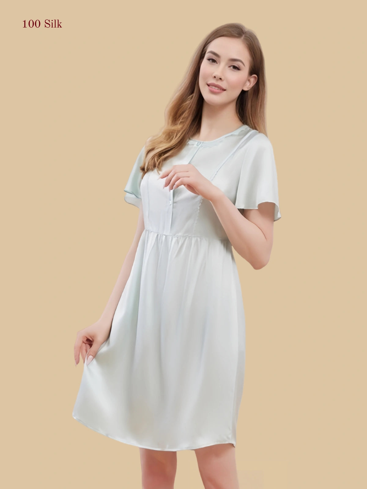 19 Momme Short Sleeve Silk Nightgown