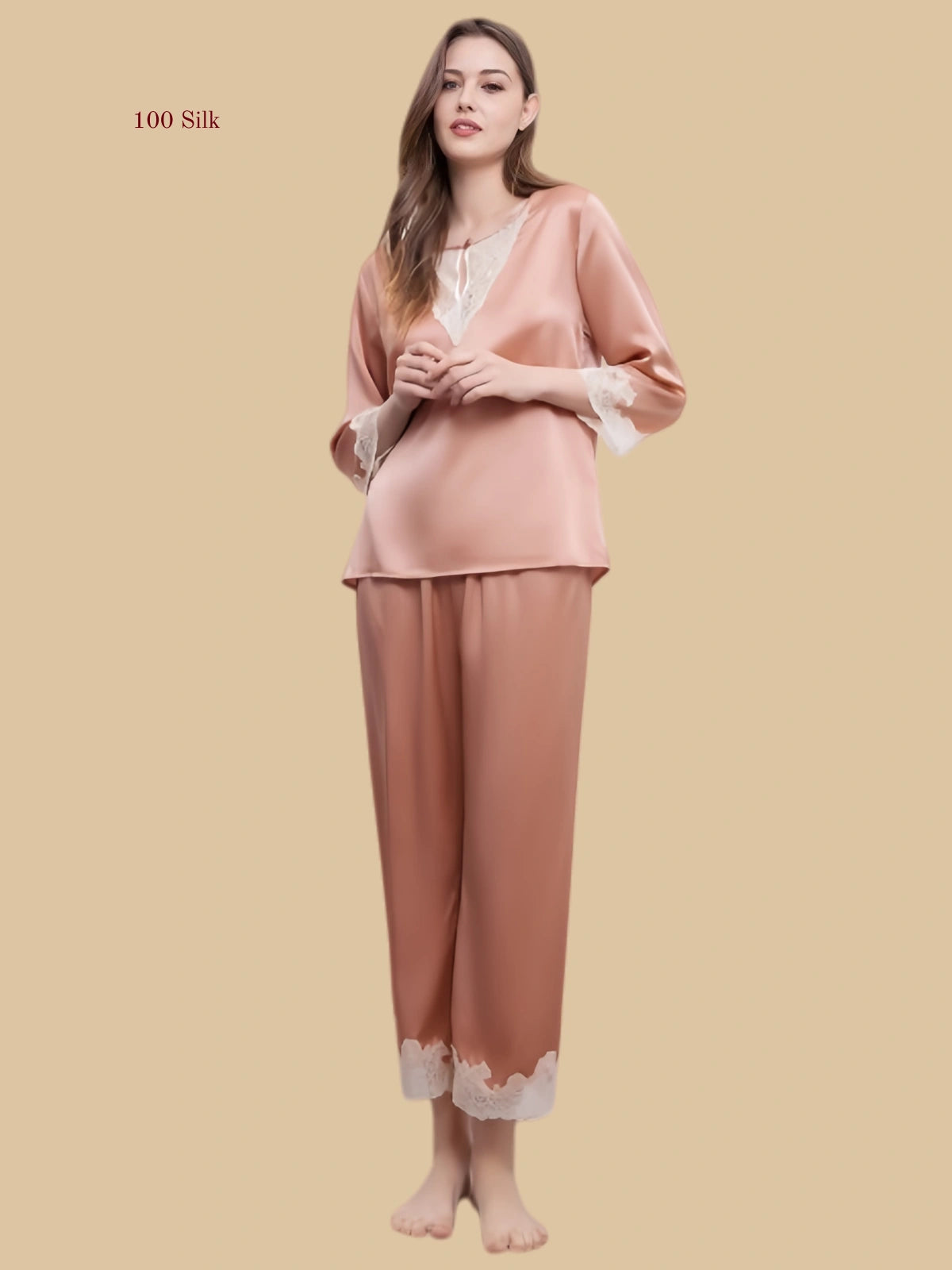 19 Momme Ladies Long John Pajamas