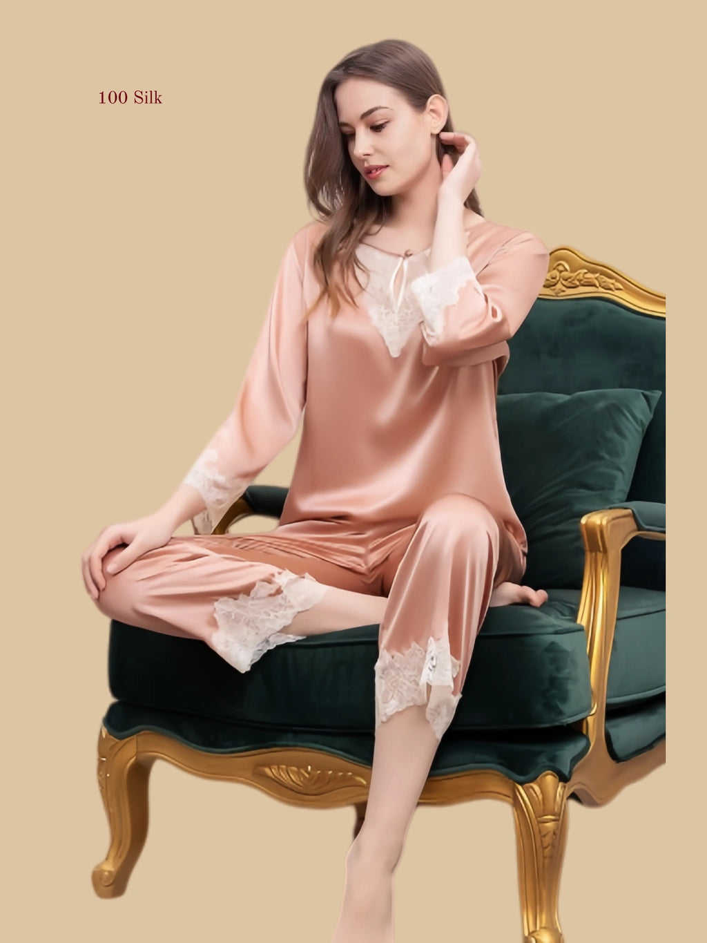 19 Momme Ladies Long John Pajamas