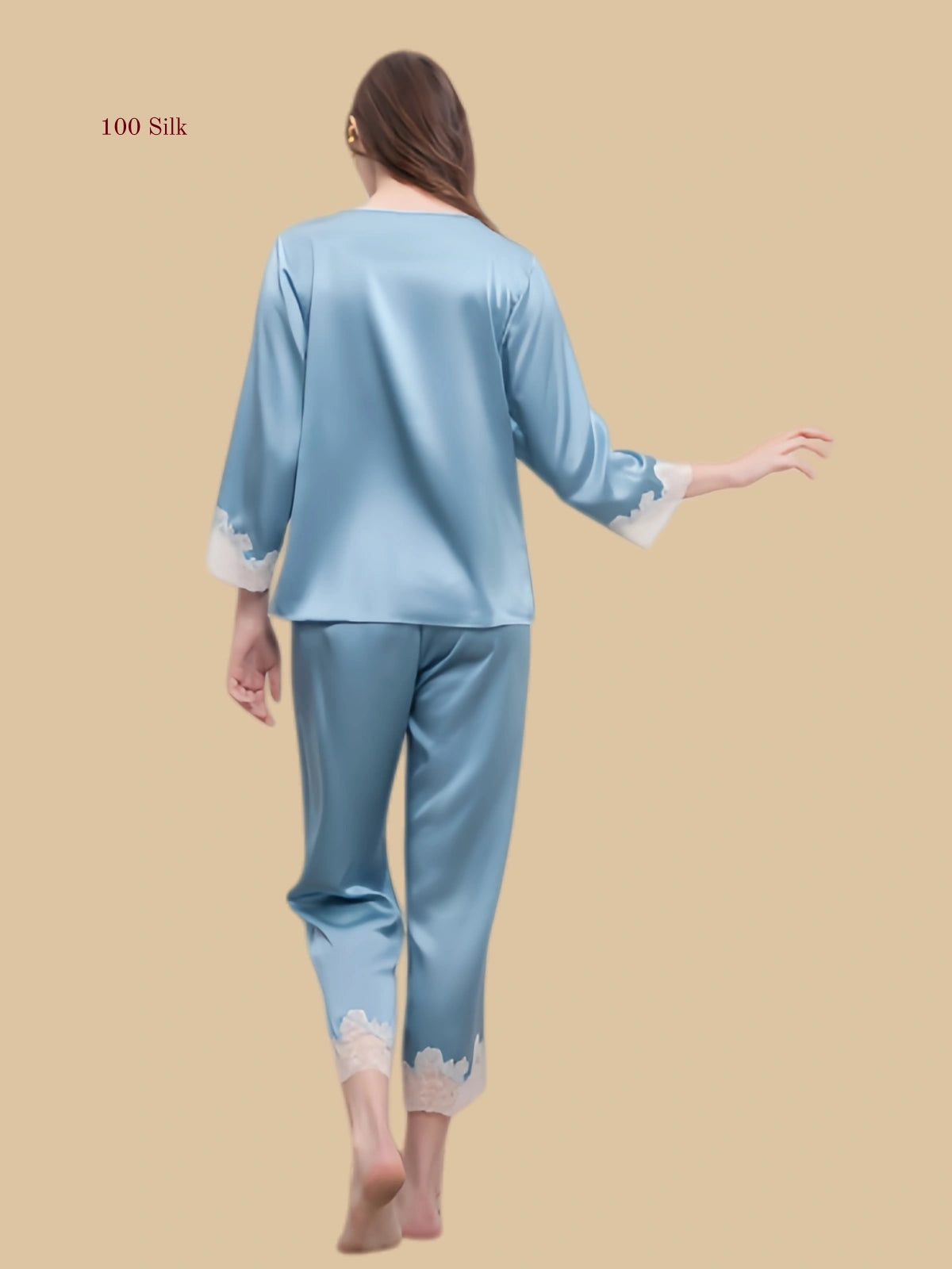 19 Momme Ladies Long John Pajamas