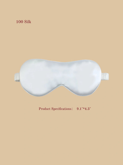 White 19 momme silk eye mask front view with smooth contoured shape