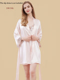 19mm Floral Silk Short Robe | Embroidered Cuffs Tie Waist