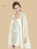 off-white 19mm silk georgette robe set front view with sheer robe and short slip