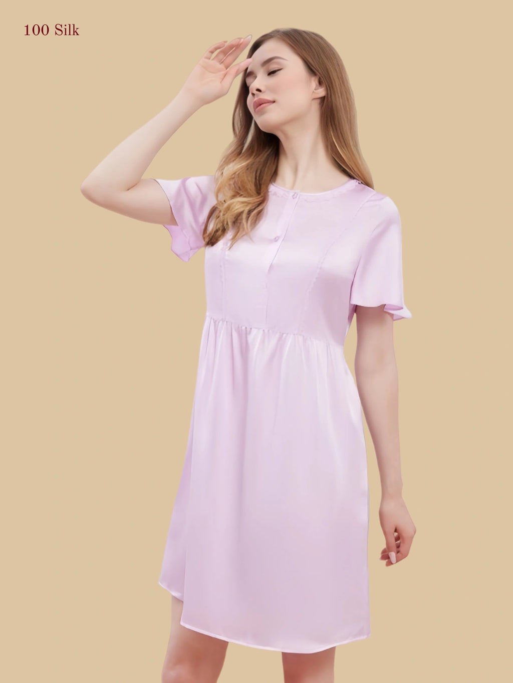 19 Momme Short Sleeve Silk Nightgown