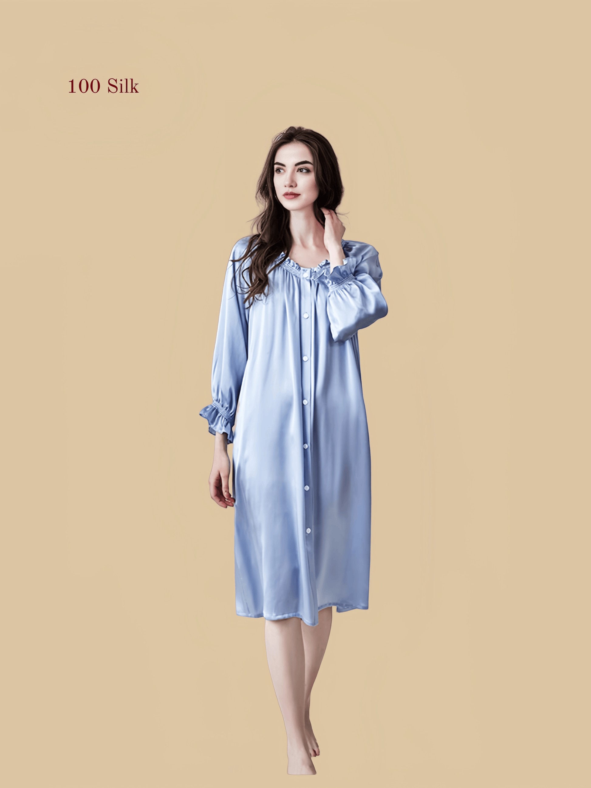 19Momme Silk Long Sleeve Nightgown