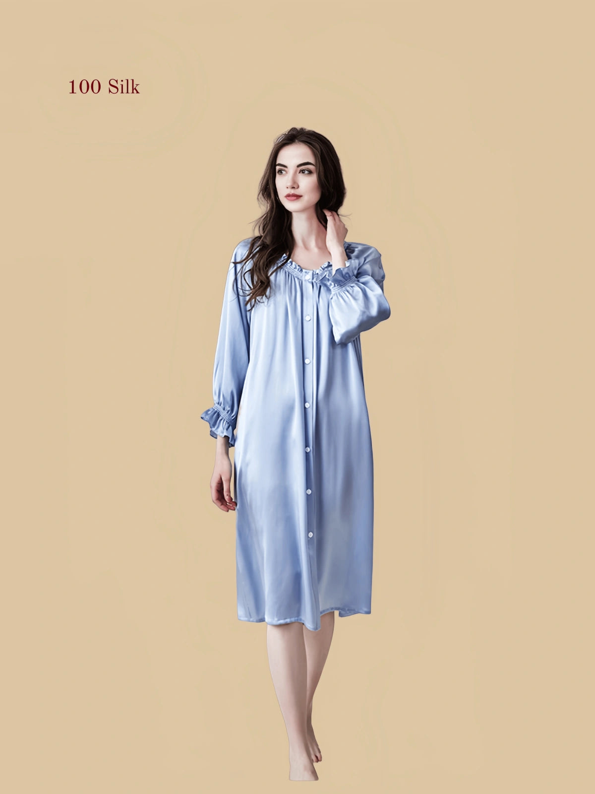 19Momme Silk Long Sleeve Nightgown