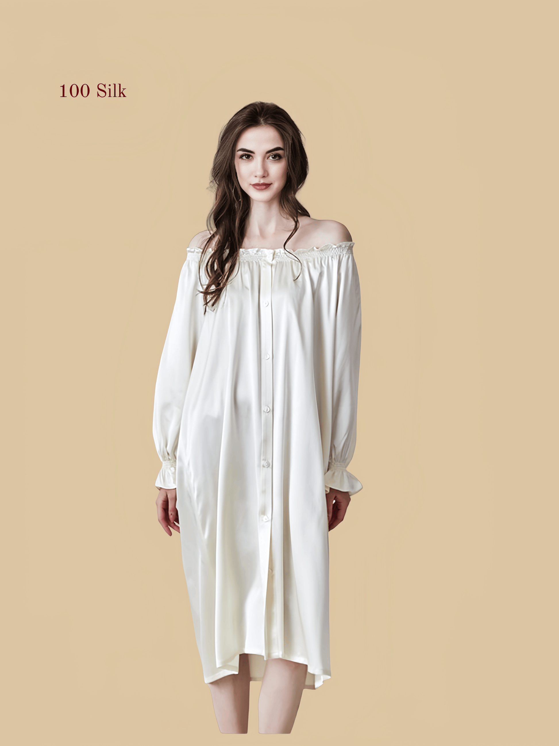 19Momme Silk Long Sleeve Nightgown