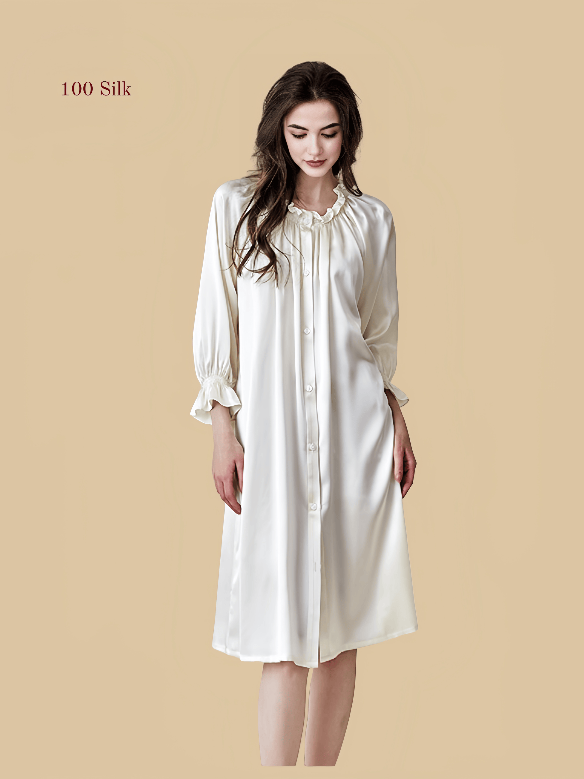 19Momme Silk Long Sleeve Nightgown