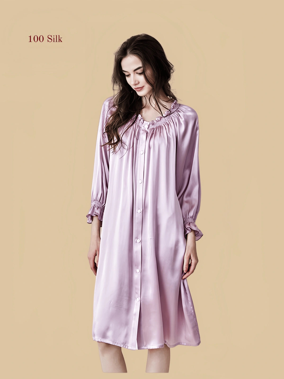 19Momme Silk Long Sleeve Nightgown