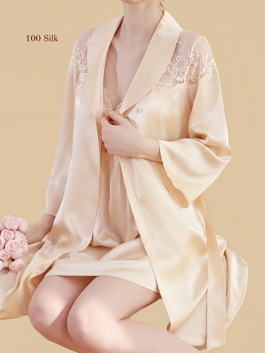 19Momme Silk Nightgown Robe Set