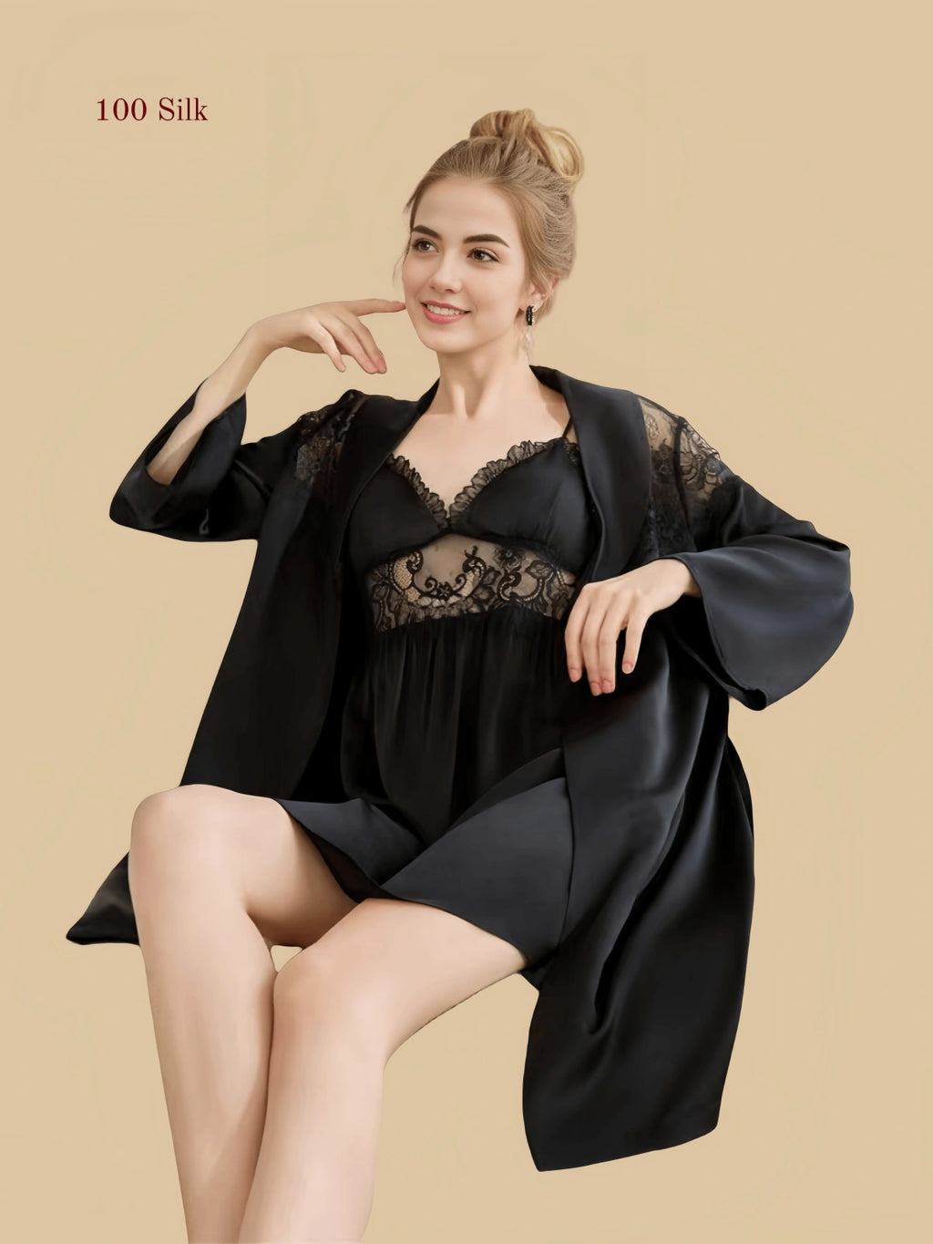 19Momme Silk Nightgown Robe Set
