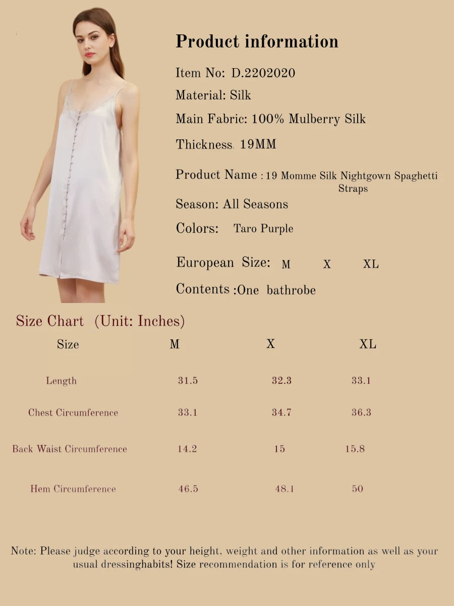 19 Momme Silk Nightgown Spaghetti Straps