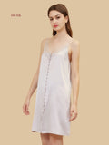 19mm silk nightgown with lace neckline front view