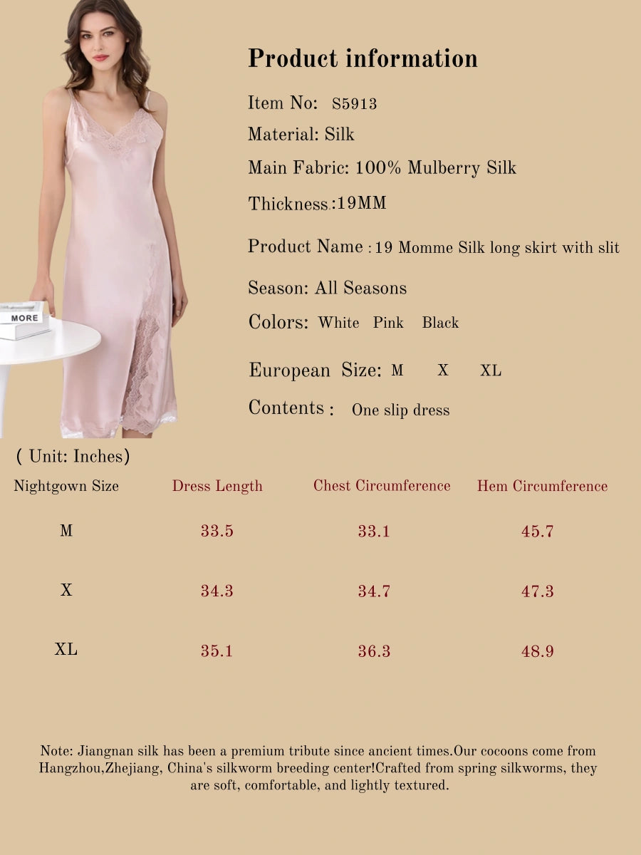 19 Momme Silk Long Skirt With Slit