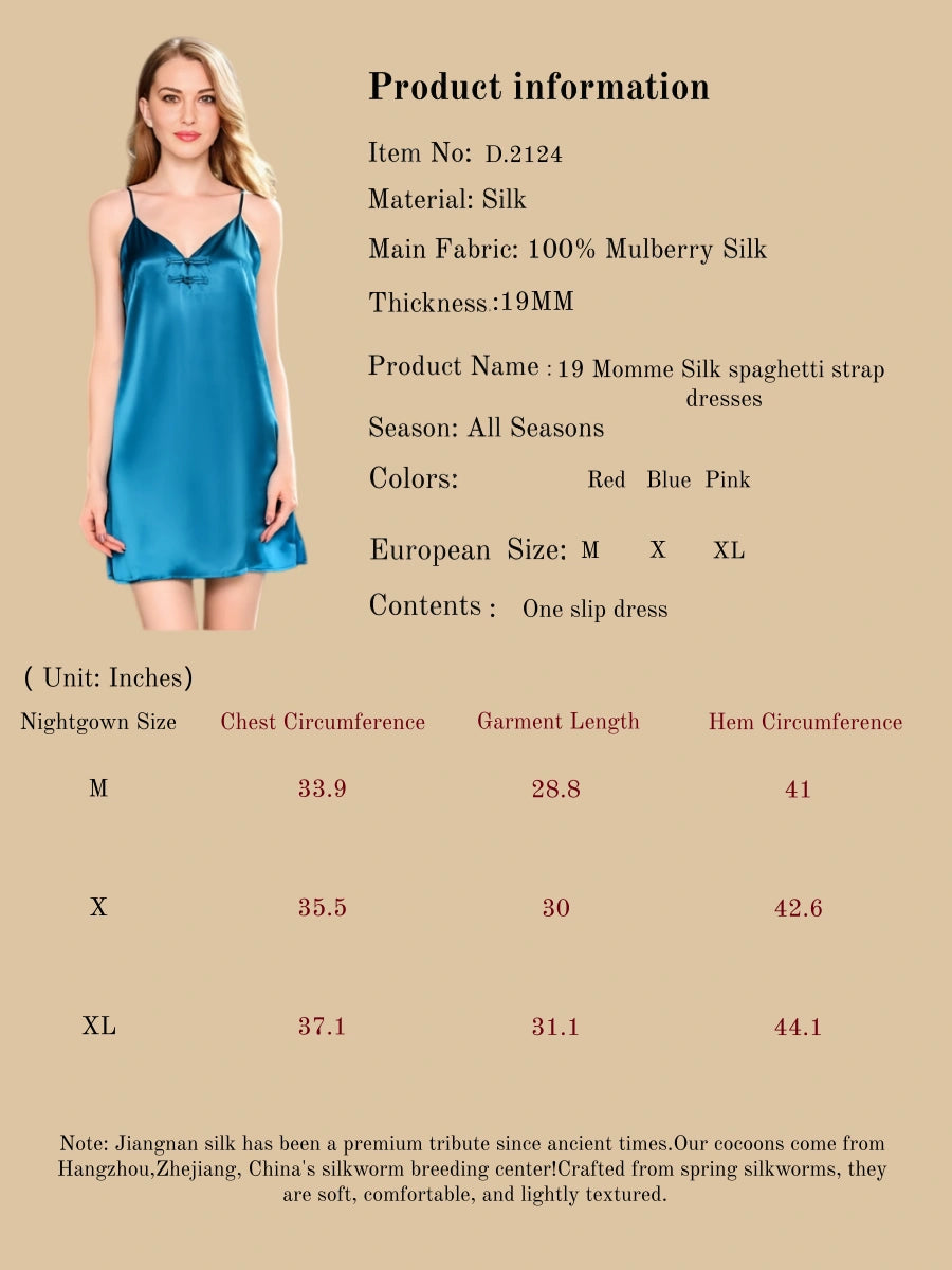 19 Momme Silk Spaghetti Strap Dress