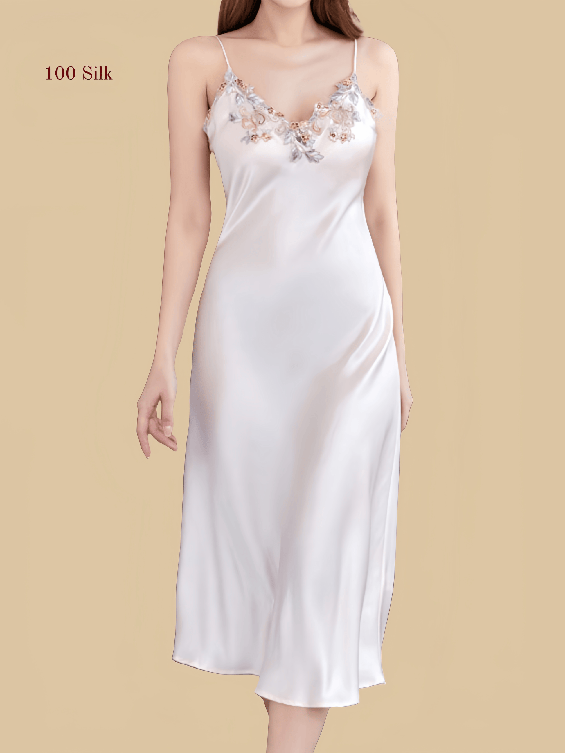 19Momme Sleeveless Women's Nightgown-Long