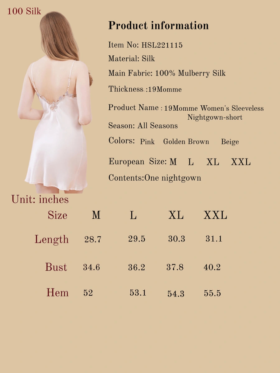 19Momme Women's Sleeveless Nightgown-Short
