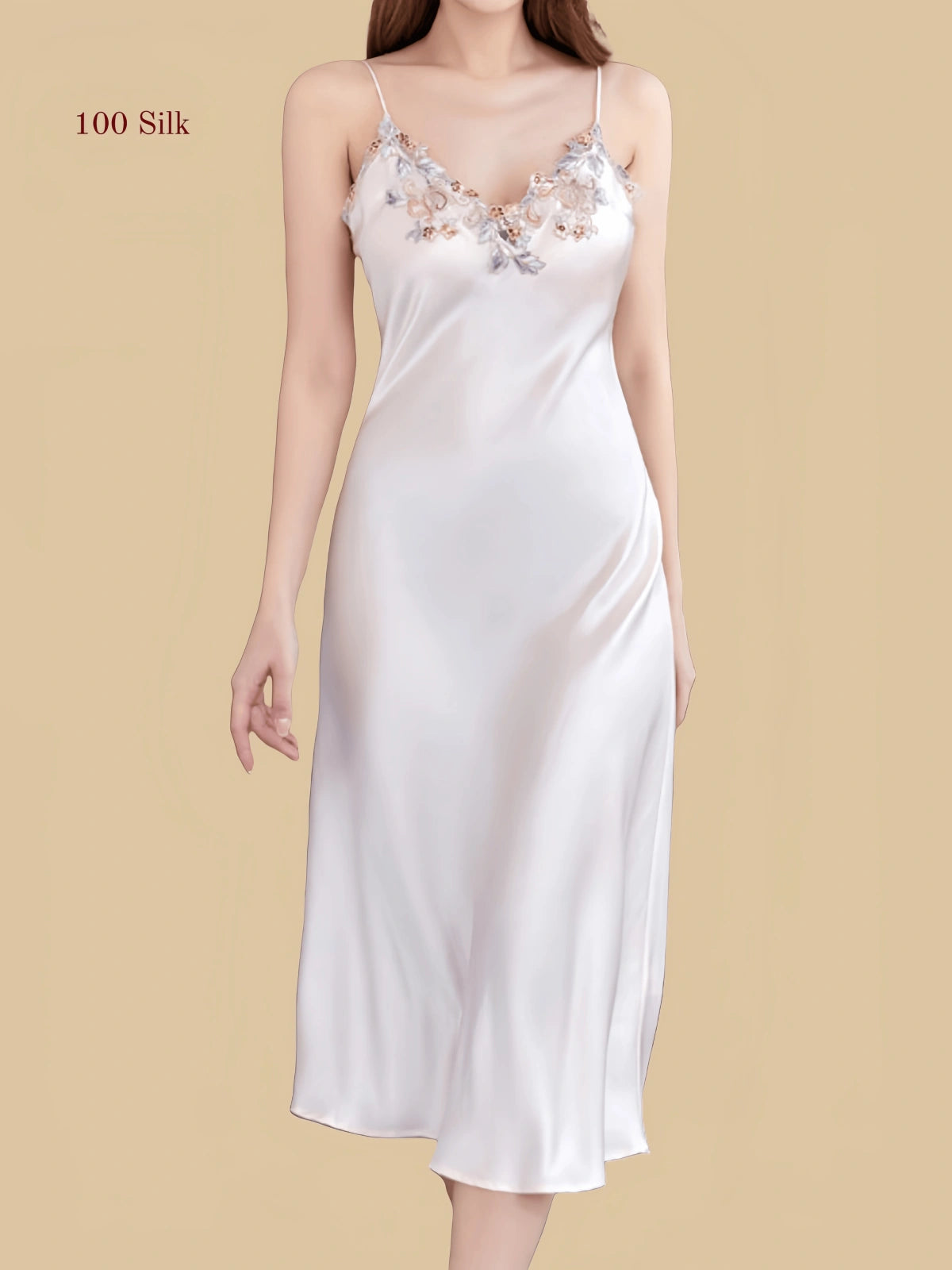 19Momme Sleeveless Women's Nightgown-Long