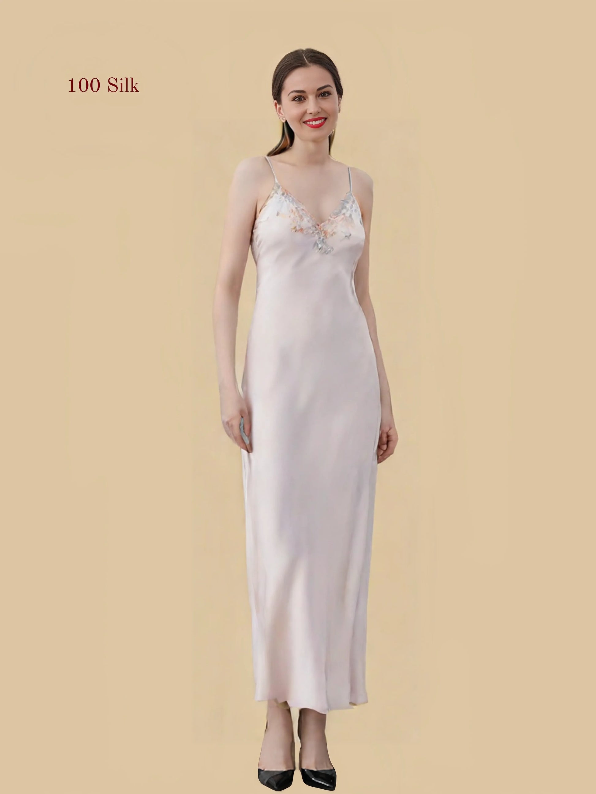 19Momme Sleeveless Women's Nightgown-Long