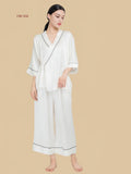  Silkgala 19mm minimalist silk 3/4 sleeve pajama set in White.