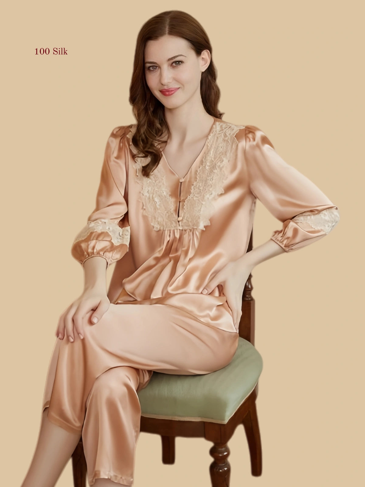 19 Momme Elegant Silk Two Piece Pajamas