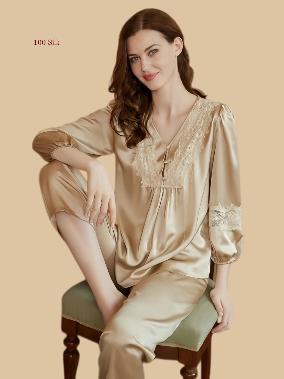 19 Momme Elegant Silk Two Piece Pajamas