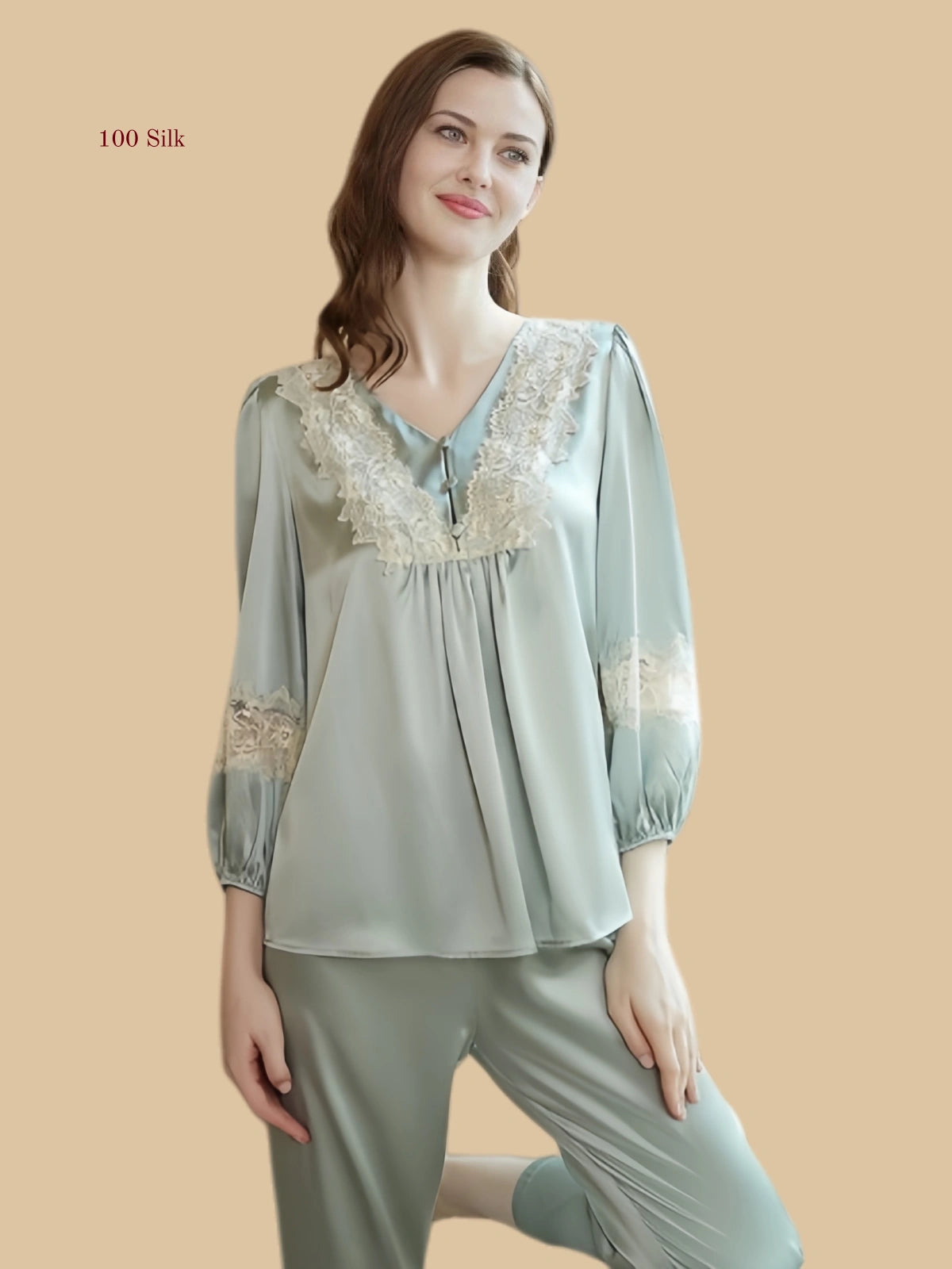 19 Momme Elegant Silk Two Piece Pajamas
