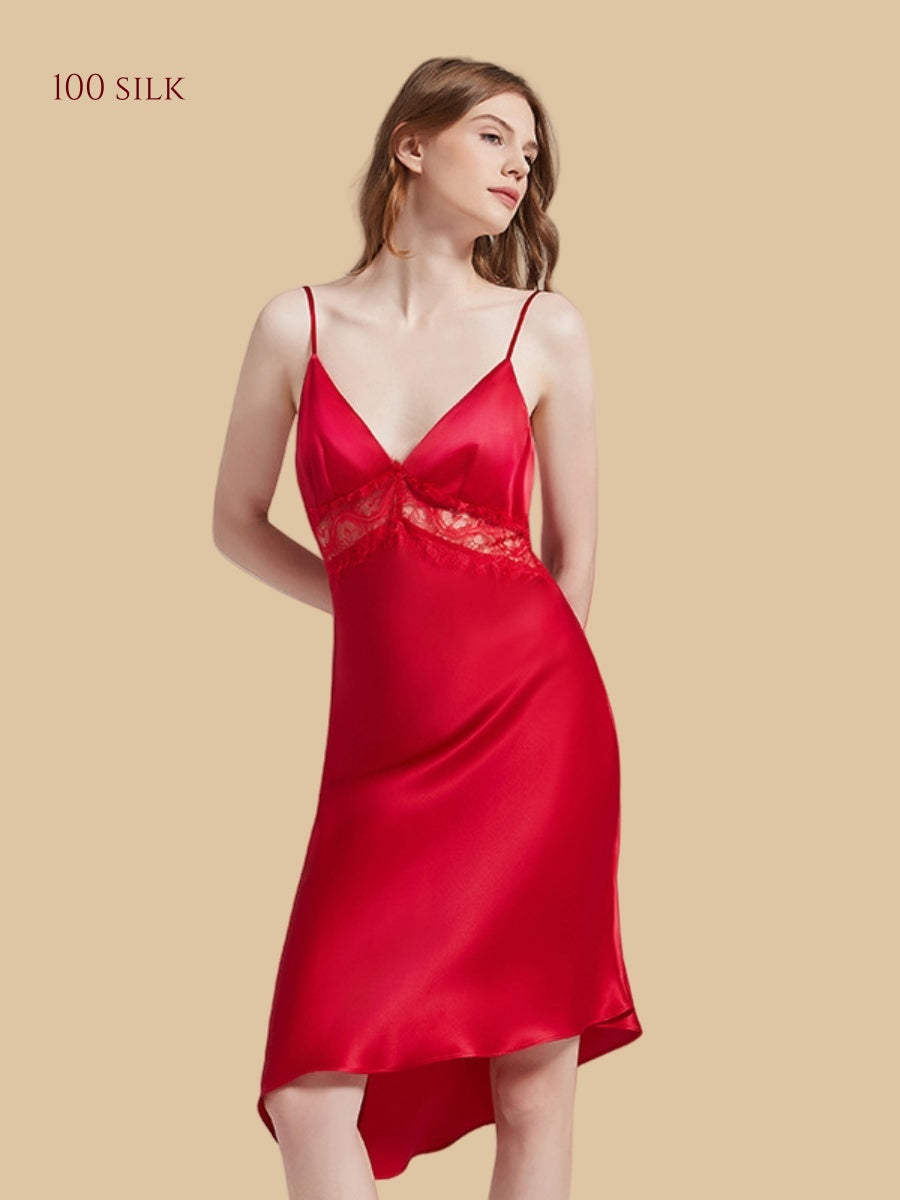 19 Momme Ladies Silk Nightgowns Backless Sexy Suspender Dress - Silkgala