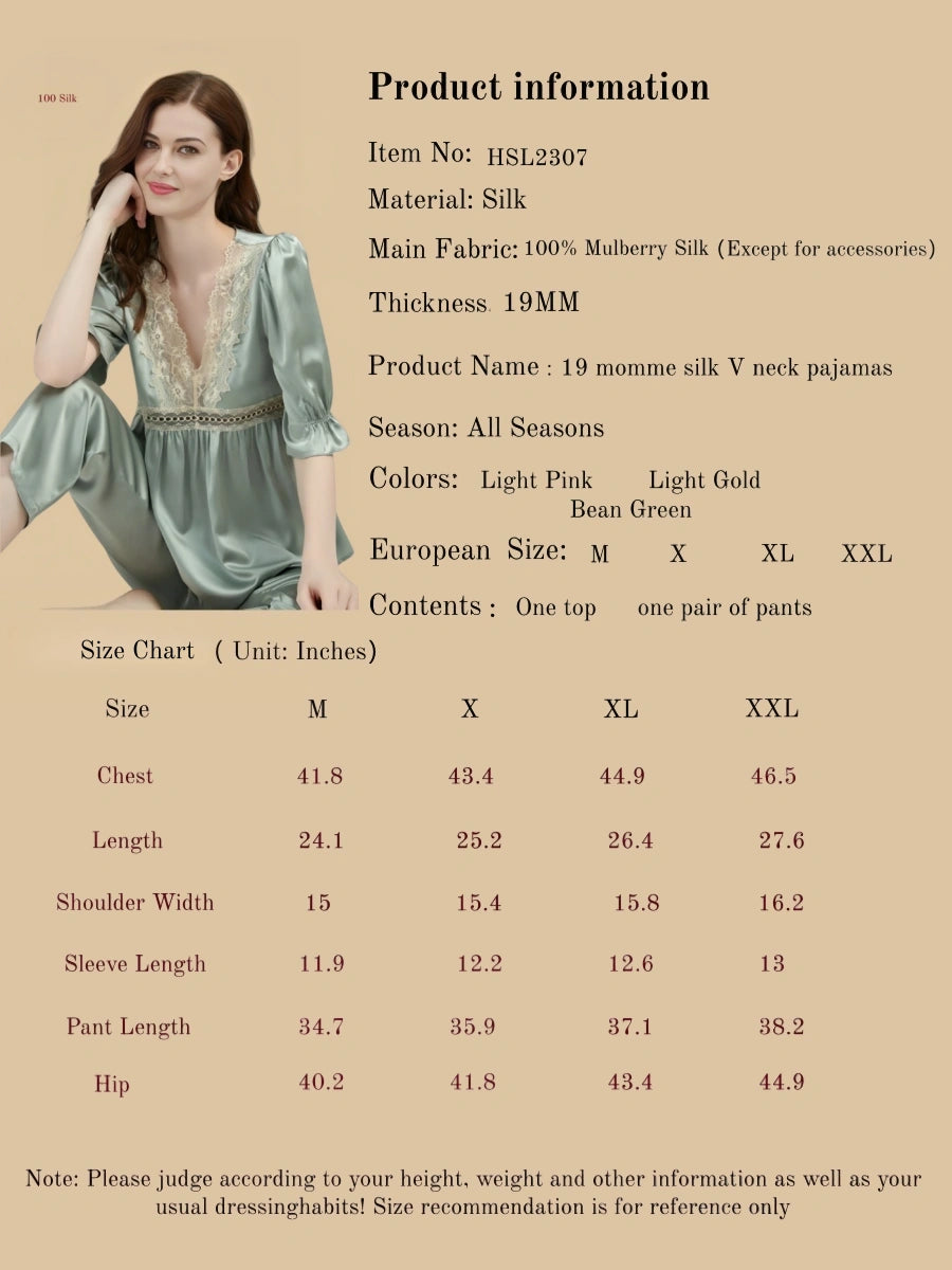 19 Momme Silk V Neck Pajamas