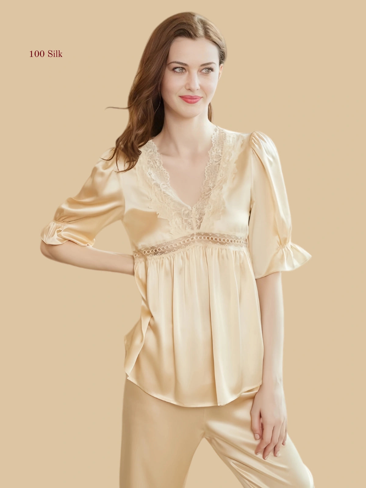 19 Momme Silk V Neck Pajamas