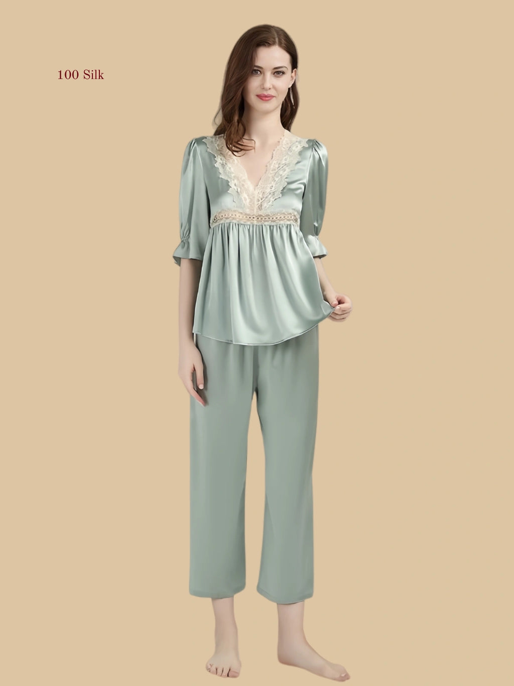 19 Momme Silk V Neck Pajamas