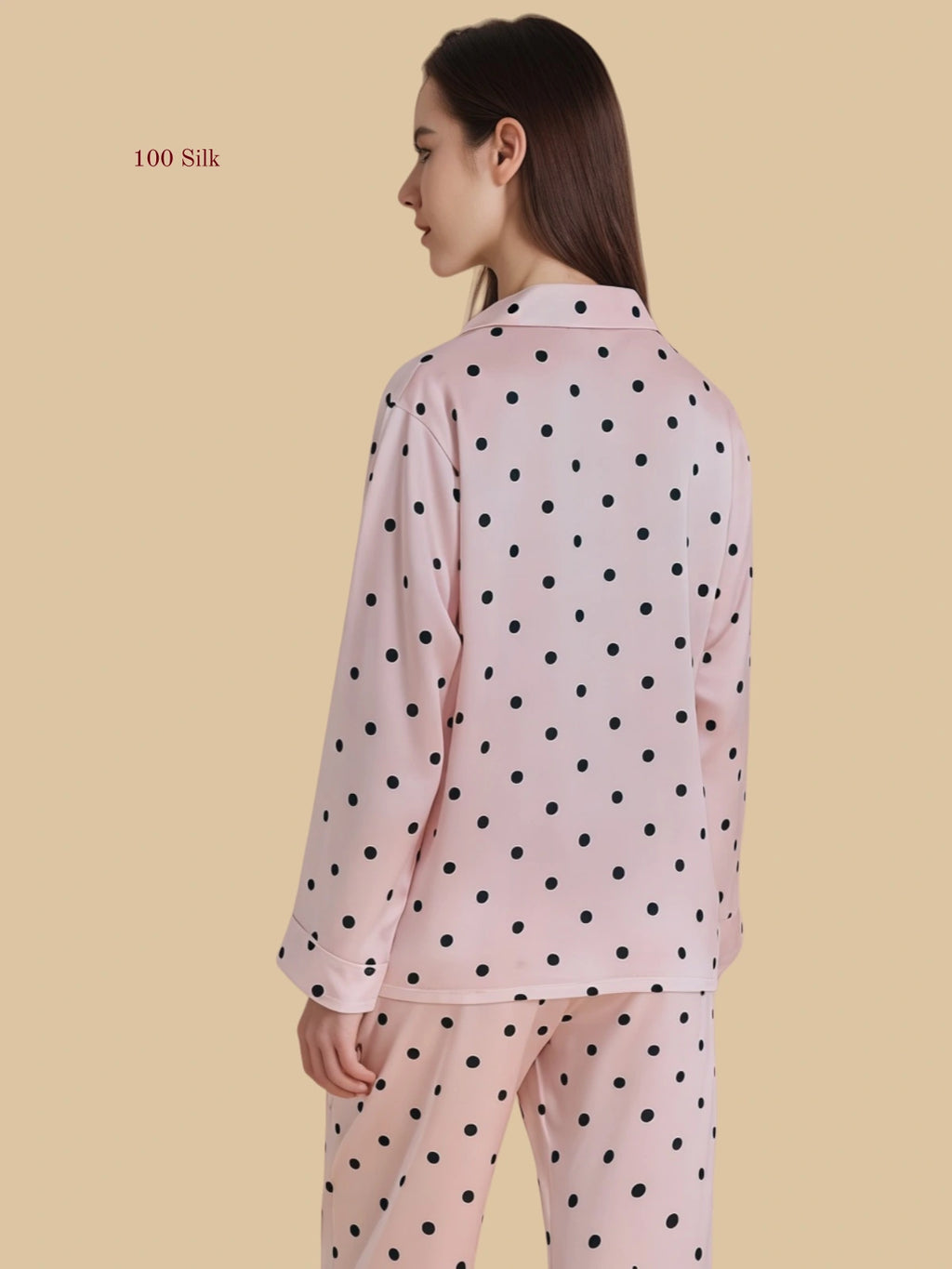 19 Momme Silk Polka Dot Pajama Set - 100% Mulberry Silk Silk Nightgown And Robe Set | Silkgala