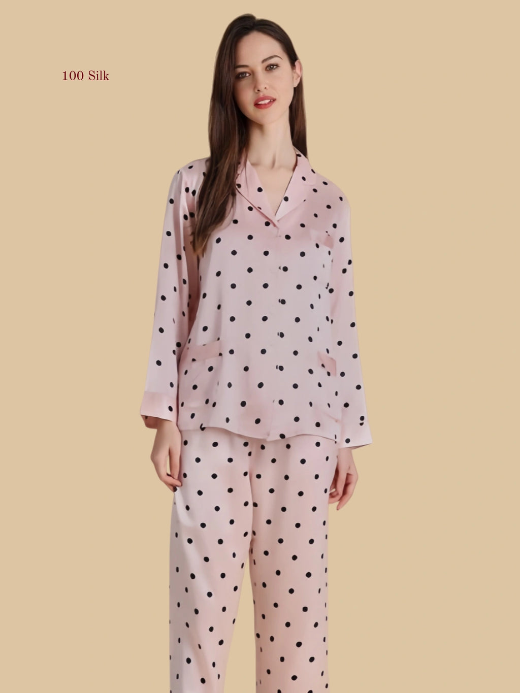 19 Momme Silk Polka Dot Pajama Set - 100% Mulberry Silk Silk Nightgown And Robe Set | Silkgala